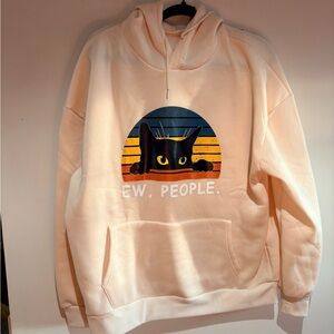 Cream colored 'Ew, People.' Cat Graphic Hoodie